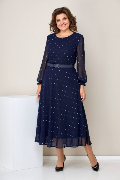 Платье Moda Versal П2360 темно-синий-горох - фото 1