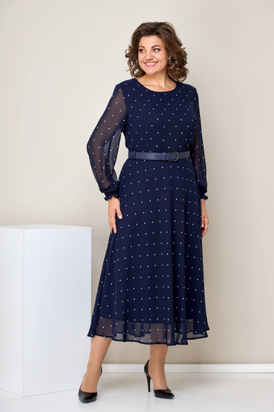 Платье Moda Versal П2360 темно-синий-горох - фото 2