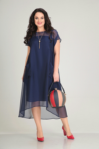 Платье Andrea Style 0049 синий - фото 3