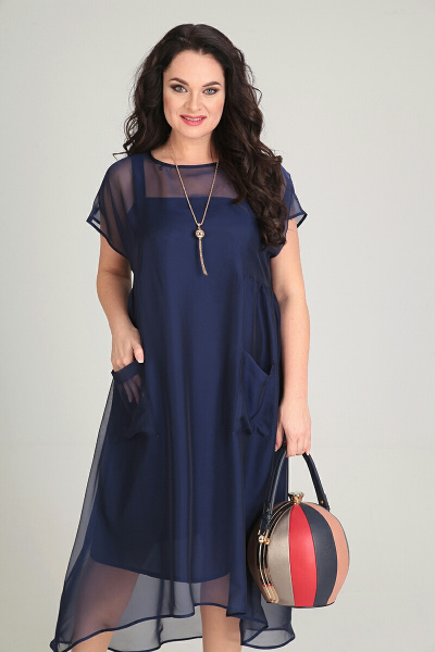 Платье Andrea Style 0049 синий - фото 1
