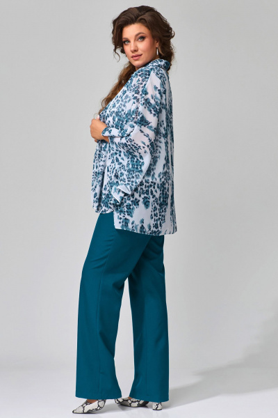 Блуза, брюки, топ Fita 1424 сине-белый - фото 4