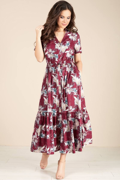 Платье Teffi Style L-1412 бордовый - фото 2