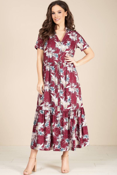 Платье Teffi Style L-1412 бордовый - фото 1