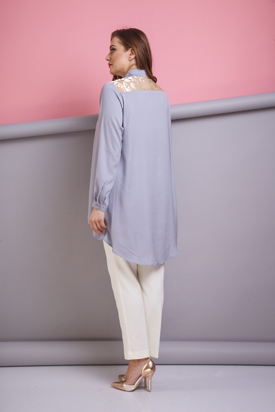 Блуза, брюки Anastasia 174 серый+молочный - фото 2