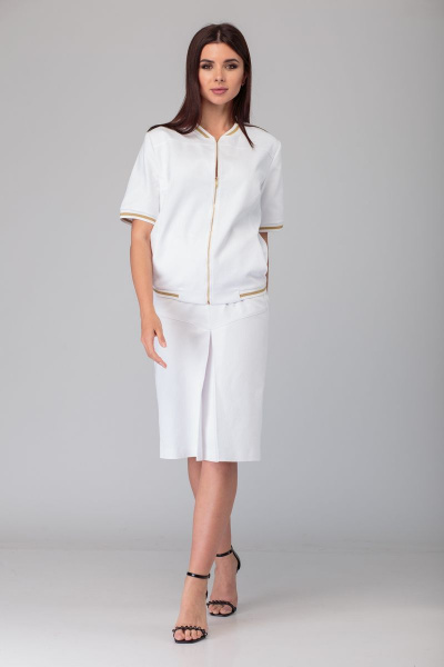 Блуза, юбка Anelli 631/1 белый-золото - фото 1