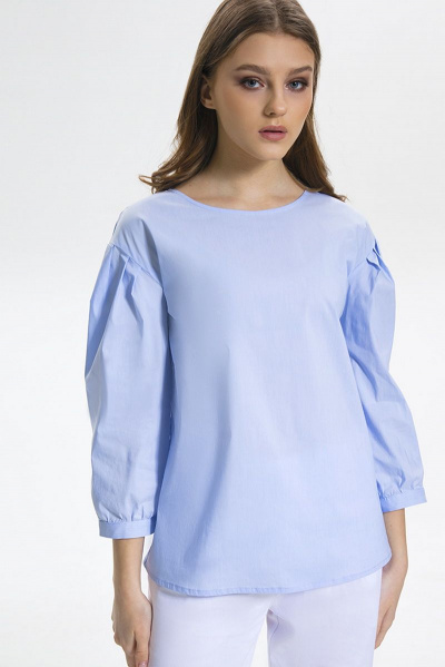 Блуза LaVeLa L50126 голубой/полоска - фото 3