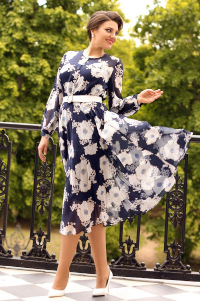 Платье Мода Юрс 2567 синий-белый - фото 1