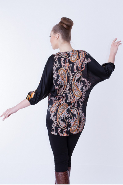 Блуза DaLi 1354-1 чёрный+узор - фото 2