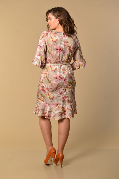 Платье Lady Style Classic 1889 бежевый-розовый - фото 5