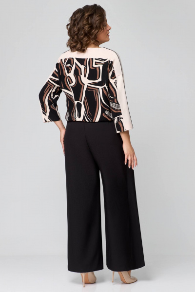 Блуза, брюки Мишель стиль 1172 черно-бежевый - фото 10