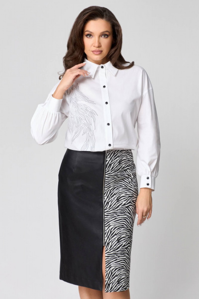 Блуза, юбка Мишель стиль 1171 черно-белый - фото 8