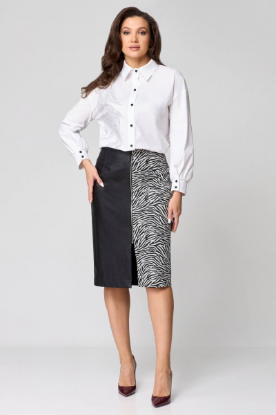 Блуза, юбка Мишель стиль 1171 черно-белый - фото 1