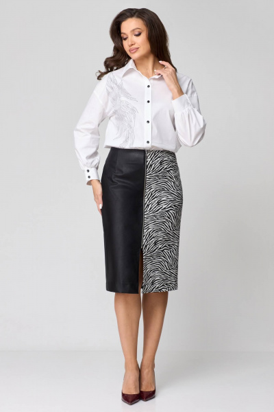 Блуза, юбка Мишель стиль 1171 черно-белый - фото 3
