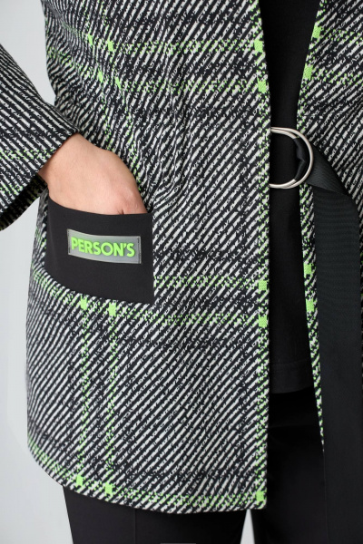 Блуза, брюки, жакет Мишель стиль 1100-1 черно-зеленый - фото 4