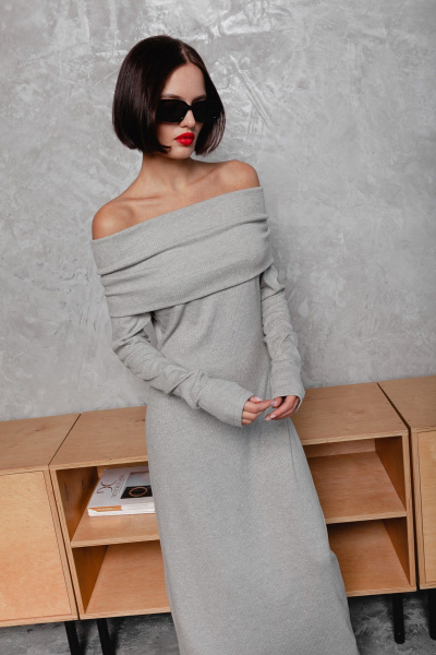 Платье Krasa М370-24 серый - фото 4