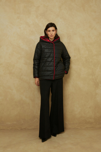 Куртка Elema 4-319-164 чёрный/принт_красный - фото 1