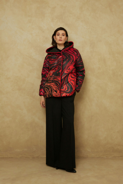 Куртка Elema 4-319-164 чёрный/принт_красный - фото 4