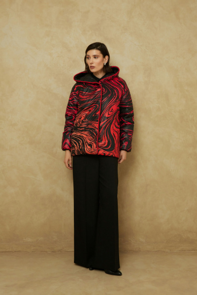 Куртка Elema 4-319-164 чёрный/принт_красный - фото 5