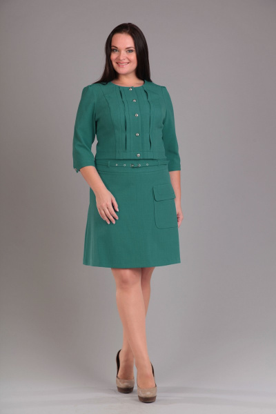 Жакет, юбка Lady Style Classic 840 зеленый - фото 1