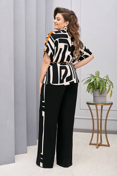 Блуза, брюки, жакет Vittoria Queen 22133 черный+оранж - фото 4