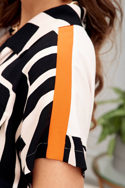 Блуза, брюки, жакет Vittoria Queen 22133/1 черный+кремовый+оранж - фото 11
