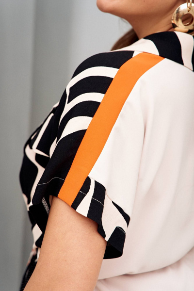 Блуза, брюки, жакет Vittoria Queen 22133/1 черный+кремовый+оранж - фото 10