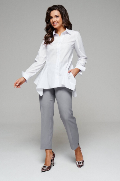 Блуза, брюки, жилет Beautiful&Free 6129 серый+белый - фото 7