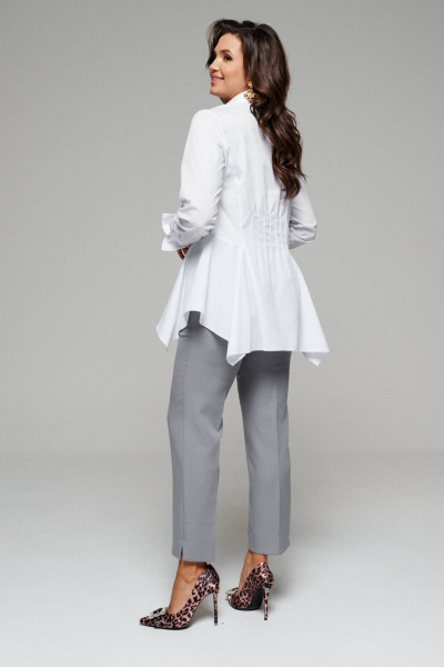 Блуза, брюки, жилет Beautiful&Free 6129 серый+белый - фото 8