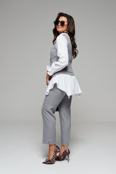 Блуза, брюки, жилет Beautiful&Free 6129 серый+белый - фото 5