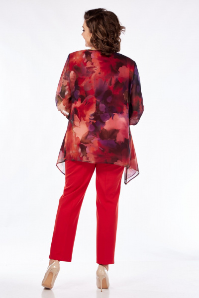 Блуза, брюки Элль-стиль 2263/1 винный/красный - фото 8