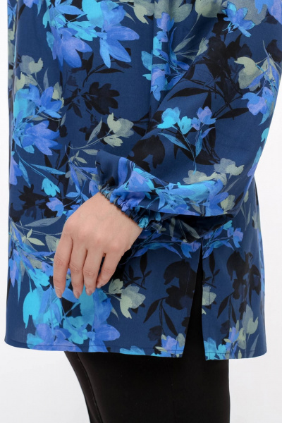 Блуза La rouge 6281 синий-(цветы) - фото 8