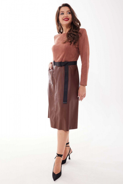Платье Mislana 812 коричневый - фото 2
