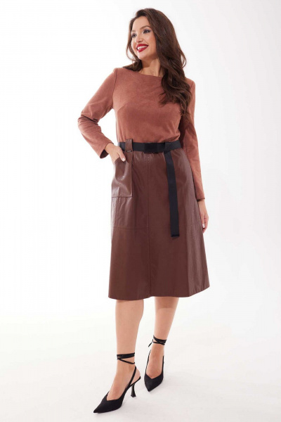 Платье Mislana 812 коричневый - фото 1