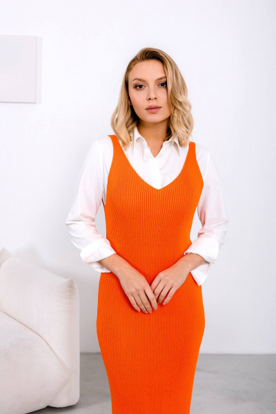 Платье Romgil 639ХТЗ ярко-оранжевый - фото 3