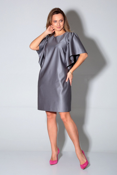Платье Liona Style 870 серый-металлик - фото 1