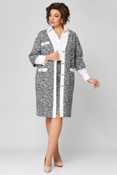 Блуза, кардиган, юбка Мишель стиль 1170 черно-белый - фото 7