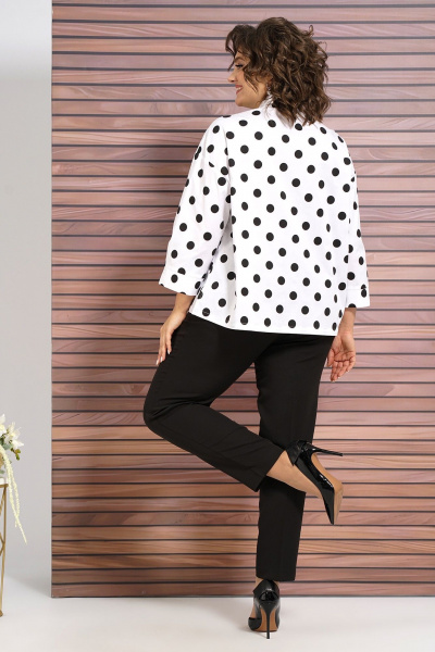 Блуза, брюки Alani Collection 2056 белый+черный - фото 4