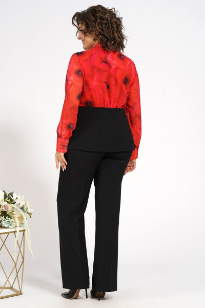 Блуза, брюки Alani Collection 2088 черно-красный - фото 4