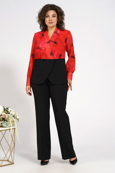 Блуза, брюки Alani Collection 2088 черно-красный - фото 1