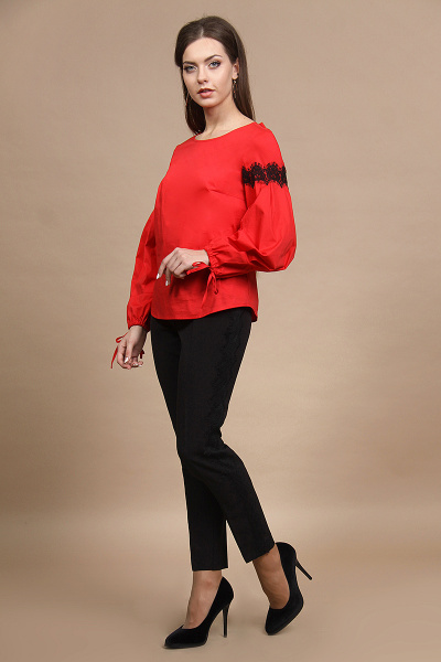 Блуза, брюки Alani Collection 671 красный+черный - фото 1