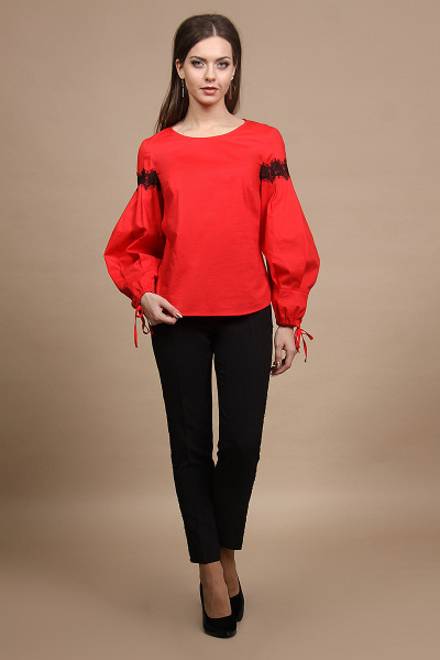 Блуза, брюки Alani Collection 671 красный+черный - фото 2