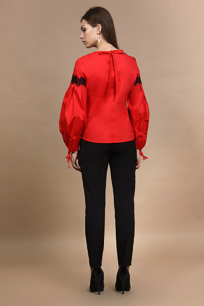 Блуза, брюки Alani Collection 671 красный+черный - фото 3