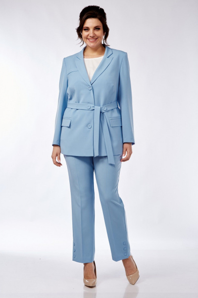 Блуза, брюки, жакет Элль-стиль 2273 голубой/белый - фото 1