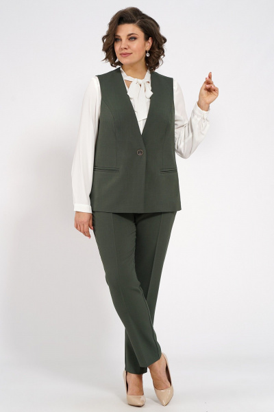 Блуза, брюки, жилет Alani Collection 1965 хаки - фото 1