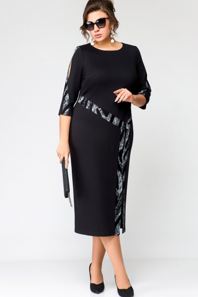 Платье EVA GRANT 7177 черный+принт - фото 2