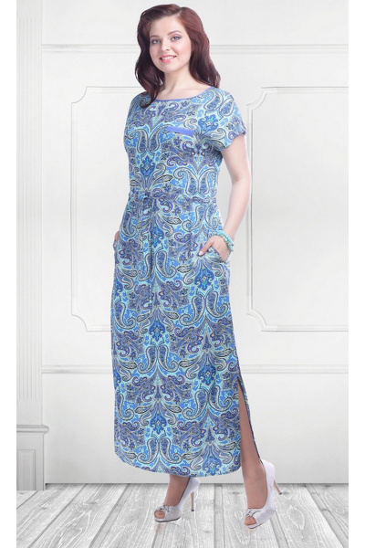 Платье Camelia 1736 голубой+огурцы - фото 1