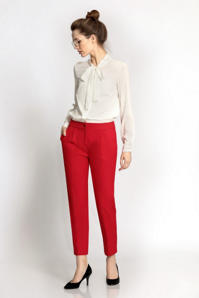 Блуза, брюки PiRS 348 белый+красный - фото 1