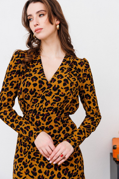 Платье NikVa 448-2 горчичный леопард - фото 5