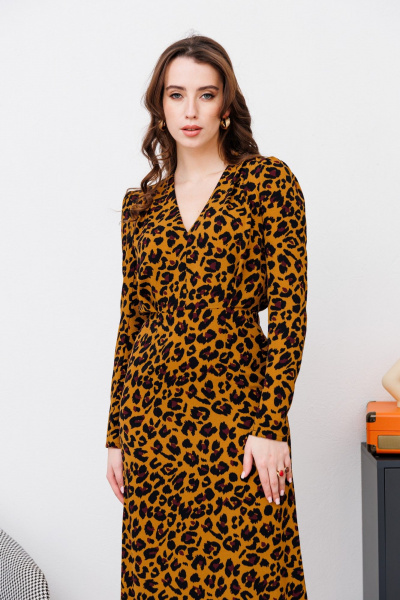 Платье NikVa 448-2 горчичный леопард - фото 4