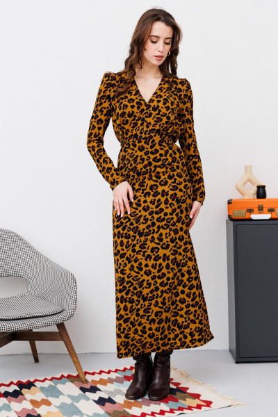 Платье NikVa 448-2 горчичный леопард - фото 3